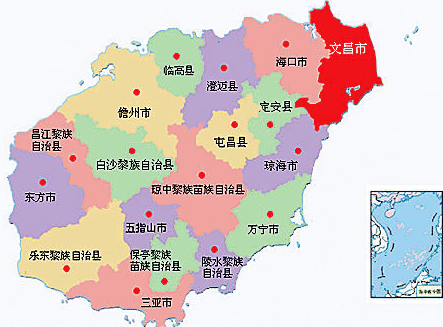 广州到海南物流专线抵达市县区域图