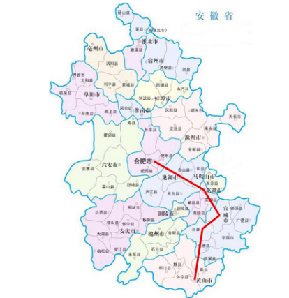 广州到安徽货运专线抵达市县分布图 广州到安徽货运专线抵达市县分布图